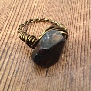 Garnet Nugget Ladies Wire Wrap Ring, Handmade Ladies Rings,  Ring Size 8